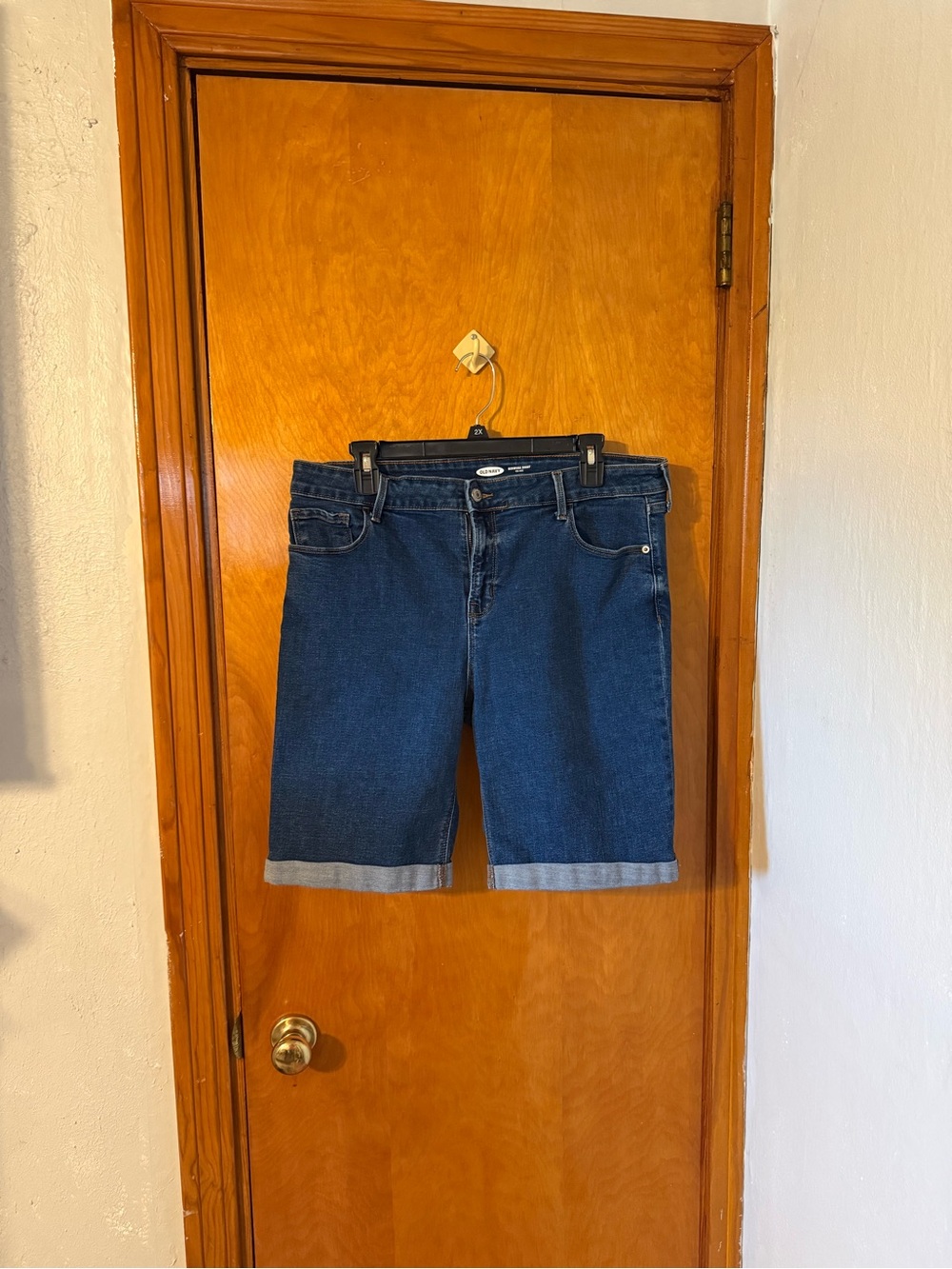Old Navy Dark Blue Denim Bermuda Shorts with Cuffed Hem